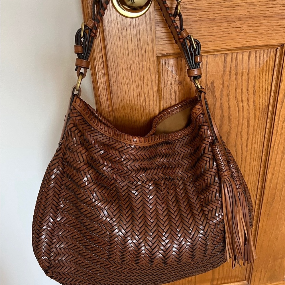 Ralph Lauren Collection Brown Woven Vachetta Leather Bag